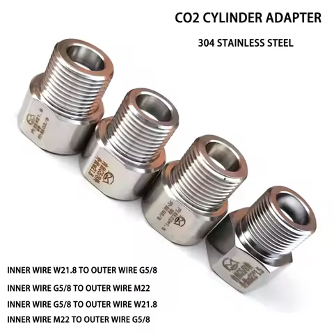 Aquarium CO2 Cylinder Connector Adapter Converter Regulator G5/8 W21.8M22 Aquarium stainless steel C