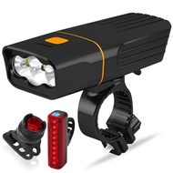 USHILA T6/L2 TK3 Bicycle LED Light 5h/10h Waterproof Bike Cycling Front Light and Taillight Set Mountain Bike Accessories 360° Rotation Bicycle Headlight Rear Taillight Night Riding