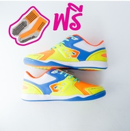 รองเท้ากีฬารองเท้าฟุตซอล Breaker(BK209)สีสันโดดเด่น แถมฟรี! ถุงเท้ากันลื่น ส้มพื้นเทา 1 คู่ งานไทย