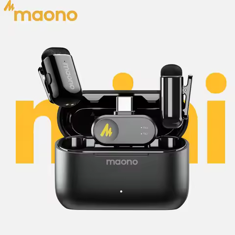 MAONO T1 Mini Wireless Lavalier Microphone Lapel Mini Mic Pro Sound for iPhone 16/15, Android, Table