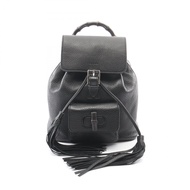 【二手】Gucci 雙肩包，竹節流蘇，387149，黑色皮革，竹節流蘇，女雙肩包，二手 B