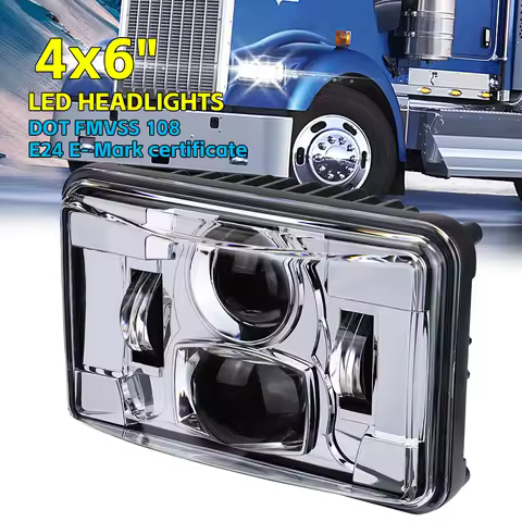 1 pcs 4X6" LED Headlight Hi/Low Beam Light for Peterbilt Kenworth Freightliner Ford H4651 H4652 H465
