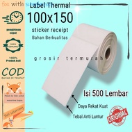 Kertas Thermal 100x150 mm isi 500 Pcs/ Label thermal barcode Roll A6/ Thermal 100x150 /thermal printer / kertas thermal 100x150 / kertas thermal / kertas thermal sticker / thermal paper / thermal roll