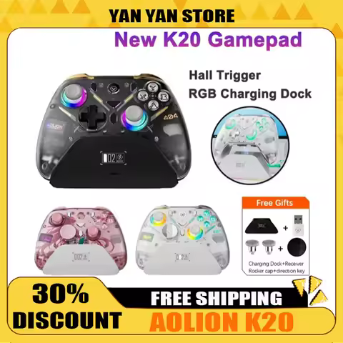 AOLION K20 Wireless Gamepad for Switch/PC/Phone with RGB Charging Dock & Hall-effect Joysticks Trigg