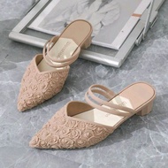 READY STOCK ELynA Kasut Wanita Mid Heels Shoes Kasut Nikah Tumit Rendah Jelly Shoes Kasut Perempuan 