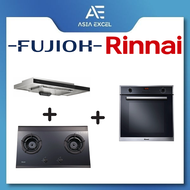 FUJIOH FR-MS2390R 90CM SLIMLINE HOOD WITH TOUCH CONTROL + RINNAI RB-2GI 2 BURNER INNER FLAME HOB WITH SAFETY VALVE + RINNAI RO-E6206XA-EM 70L 6 FUNCTION BUILT-IN OVEN