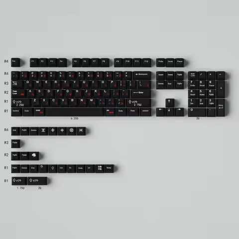 GMK White on Black Red Cyrillic 129 Keys Cherry Profile PBT Material Keycaps Sublimation For 64/84/9