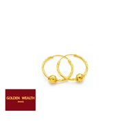 👍916 Gold Hoop 1Ball Earring Subang Emas 916 金耳环