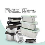 EZALO 304/316 Stainless Steel Rectangle Snap Lock Storage Container Bento Lunch Box (600/1000/1500ml