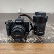 二手佳能 EOS Kiss M 雙鏡頭變焦套機數位相機無反光鏡相機黑色 EF-M 15-45mm 55-200mm