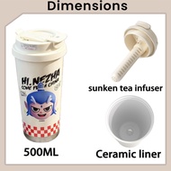 哪吒2之魔童鬧海联名搞怪保溫杯-保冷杯316不銹鋼大容量吸管車載雙飲咖啡杯