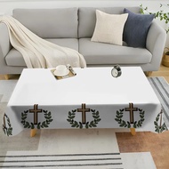Catholic White Altar Tablecloth Holy Week Christian Cross Pattern Tablecloth