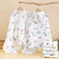 Four-Layer Crepe Gauze Children's Cloak Bath Towel Baby Four Seasons Hooded Cloak Cartoon Gauze Hood