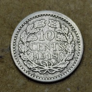 koin perak belanda 10 cent 1918 wihelmina