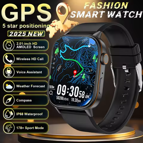 New smart watch for men and women HD AMOLED screen Heart Rate Bluetooth Call GPS tracking IP67 water