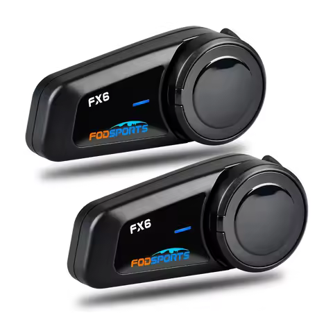 2pcs Fodsports FX6 Helmet Intercom Motorcycle Helmet Bluetooth Headset 6 Rider 1000m Group BT Interp