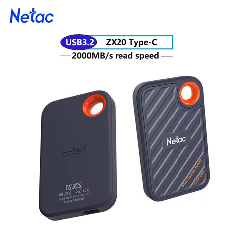 Netac Portable SSD ZX20 512G 1TB 2TB External Hard Drive USB 3.2 Type-C 2000MB/s External Solid Stat