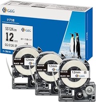 G&G Compatible Tape Cartridge, Kingjim Tepra GG-S12K-3P, Set of 3, Length 26.6 ft (8 m), Width 0.5 i