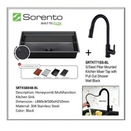 Sorento SRTKS8848-BL Honeycomb Kitchen Sink + SRTKT71SS-BL Pillar Mounted Pull Out Tap