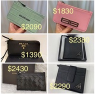 Balenciaga 卡包 card holder coins bag $1830-$2090 /Prada 女裝卡包連匙扣 card holder coins bag $1390 /Bottega 