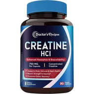 Resep Kapsul Creatine HCl 750 mg Creatine Hydrochloride untuk Wanita & Lelaki Kekuatan & Pemulihan P