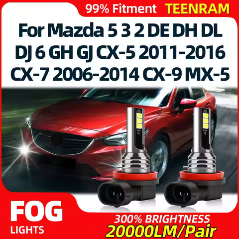 20000LM Canbus Car Fog Lights Bulbs 12V Fog Lamps For Mazda 5 3 2 DE DH DL DJ 6 GH GJ CX-5 2011-2016