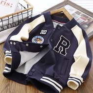 Unisex CHILDREN'S Varsity Baseball Jacket (1th-18th) INITIAL R LOGO (CAN CUSTOM INITIALS) Unisex Fle