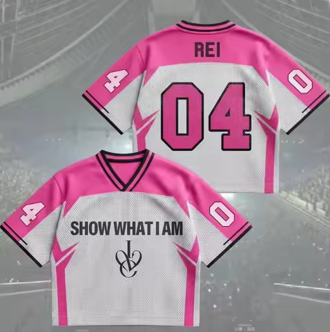 Kpop IVE DIVE No.06 Show What I Am Print Crop V Neck Mesh Sports Jersey Quick Dry Breathable Tee Fam