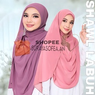 [2.2 Meter x 0.9 Meter] Shawl Paling Labuh Dan Lebar Chiffon / Shawl Bidang Besar / Long Shawl Butte