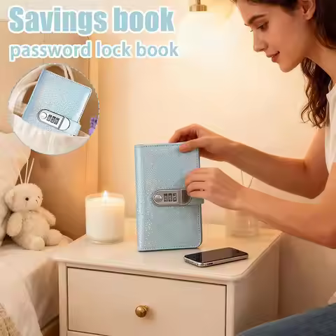 Fashion Sparkling Password Lock Cash Envelope Binder Money Saving Budget Book With Pockets For Budge