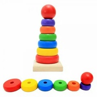 KAYU Rainbow STACKER Wooden Donuts/Wooden Stacking Donuts