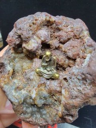 阿拉善 戈壁石  佛開洞 碧玉牙石和瑪瑙共生 奇石擺件