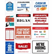 Piso Wifi | Load Na Dito | | Gcash & Maya Payment | Rates | We're Hiring | Laminated Signages