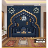 wallpaper dinding custom islami visual 3D motif mihrab masjid