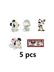 5入組動漫老鼠胸針,可愛小熊維尼和花栗鼠彩繪金屬徽章,衣服、背包配件禮物