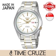 [Time Cruze] Seiko 5 SNKL47J  Automatic Japan Made Two Tone Stainless Steel White Dial Men Watch  SNKL47J SNKL47