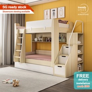 [SG Seller] Children bunk bed with pull out storage bed | Kids bunk bed | Double decker bed for kids | TrendySpace
