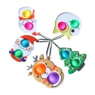 SG Instock! 10x Christmas Pop It Keychain For Kids Party Gift