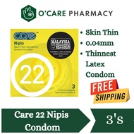 Care 22 Nipis Condom - 3's for Men, Kondom Lelaki Tahan Lama Tambah Panjang