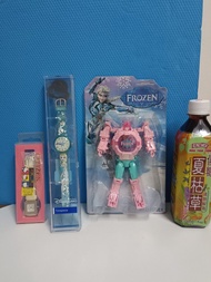 🌈 懷舊，中古，全新，絕版 ，迪士尼 ，FROZEN，冰雪奇緣變型機械人手錶膠公仔。(機械人可以變手錶)，  Citizen Hello Kitty 手錶 ，Disney 迪士尼授權的冰雪奇緣手錶，一