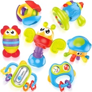 MOONTOY 7pcs Baby Rattles Toy Set, Baby Toys 0-6 Months Infant Toys 6-12 Months Teethers for Babies 