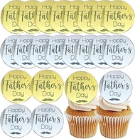 20 Pcs Happy Father's Day Cupcake Topper Acrylic Cake Disc Mirror Round Cake Topper Engraved Father'
