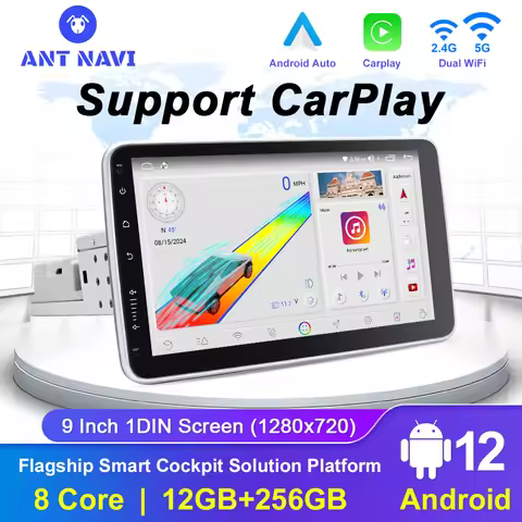 AntNavi 9″ Universal Rotatale Car Radio Multimedia Player Android 1Din FM Bluetooth DSP GPS DVD Scre