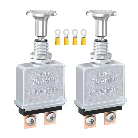 2PCS Push Pull Switch Heavy Duty 75 Amp Pull Switch 6-28V DC 2 Position Spst On/Off for Automotive,