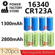 1-20Pcs 2800Mah C2 4 16340 Cr123a Li-Ion Rechargeable Batteries For LED Flashlight