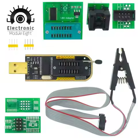 CH341A Programmer adapter+SOIC8 adapter+ SOP8 clip with cable+1.8V adapter CH341A EEPROM Flash BIOS 