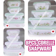 HOT! 8PCS CORELLE SNAPWARE /AIR TIGHT STACKABLE FOOD STORAGE LUNCH BOX