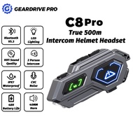 New【C8 PRO】Motorcycle Helmet Bluetooth Headset5.3/1000mAh/IPX7/Wireless intercom/Lights/Motorcycle r