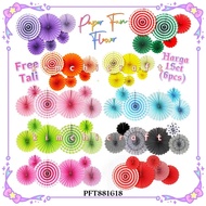 (6PCS) CHRISTMAS PAPER FAN CHINESE NEW YEAR PAPER FAN DECORATION/ PAPER FAN FLOWER PARTY DECORATION 