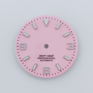 A 28.6mm Dial Pink Dial with Luminous Feature Compatible with NH35 NH36 ETA2824 2836 Miyota8215 DG28